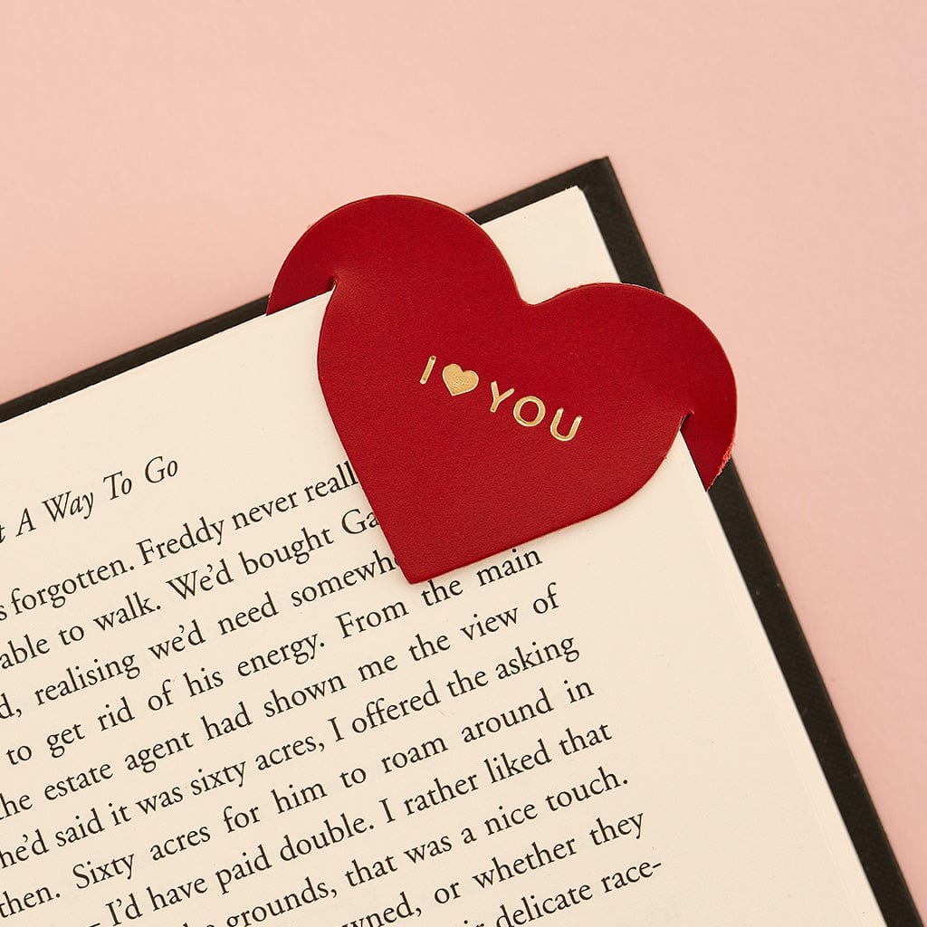 ‘I ♥ YOU’ Leather Heart Bookmark SBRI