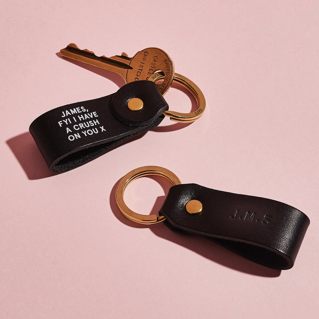 Personalised 'Any Message' Leather Keyring Sbri Studio