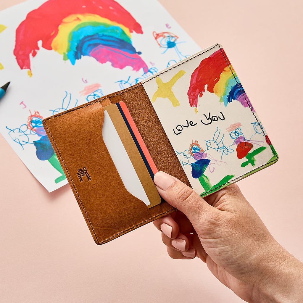 Personalised Child's Drawing Leather Card Holder CGL