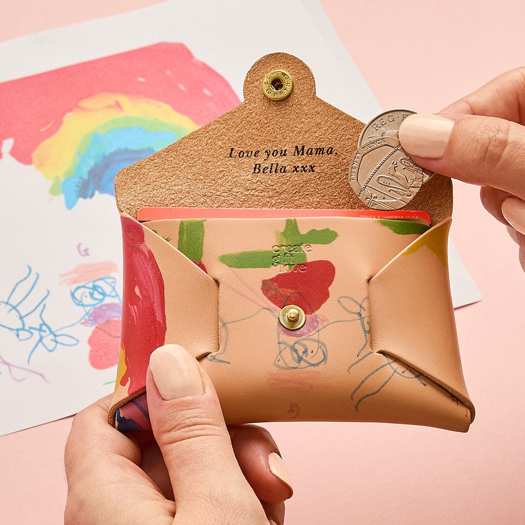 Personalised Child's Drawing Leather Coin Purse CGL