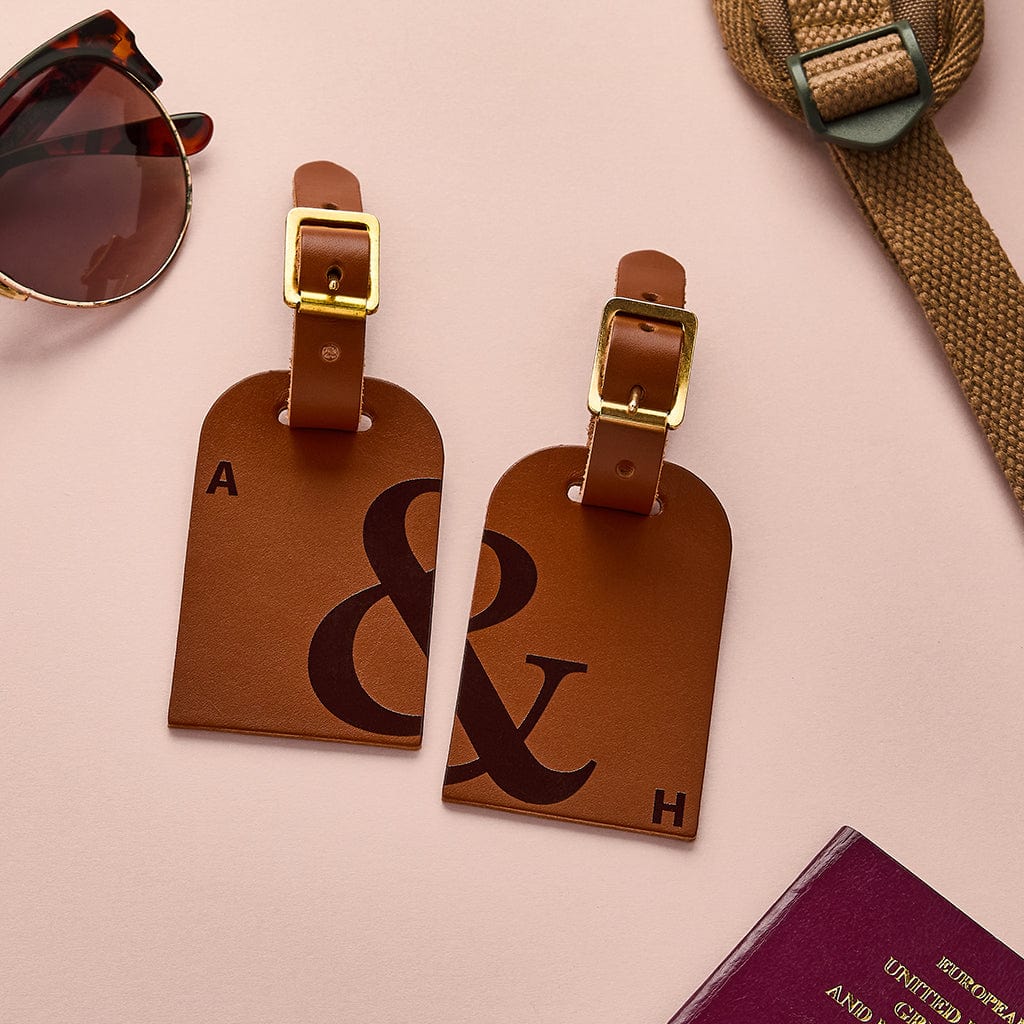 Personalised Couples Leather Luggage Tag Set Create Gift Love