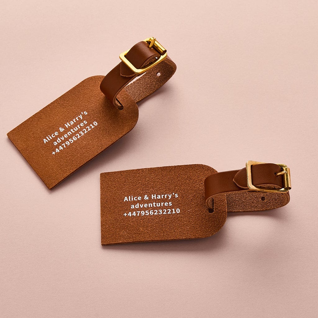 Personalised Couples Leather Luggage Tag Set Create Gift Love