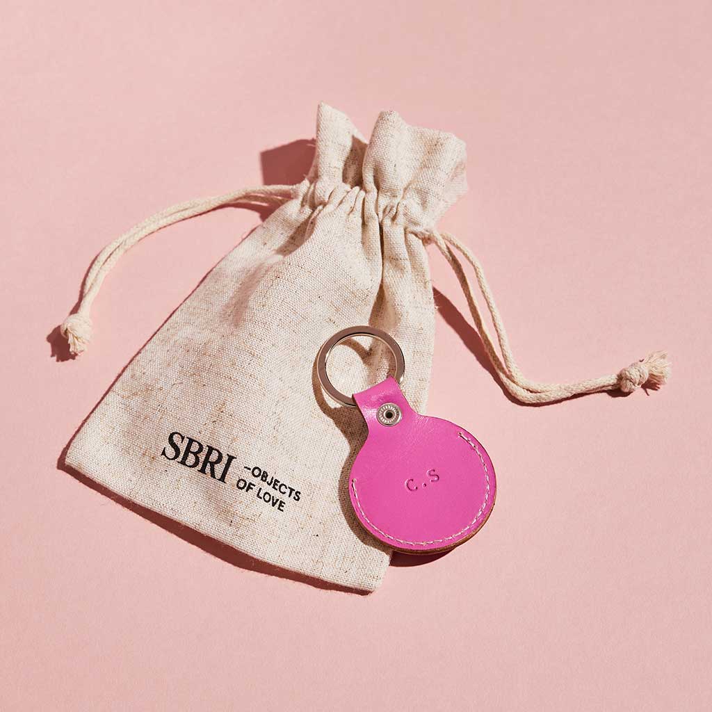 Personalised Leather AirTag Keyring SBRI