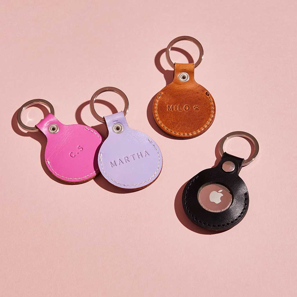 Personalised Leather AirTag Keyring SBRI