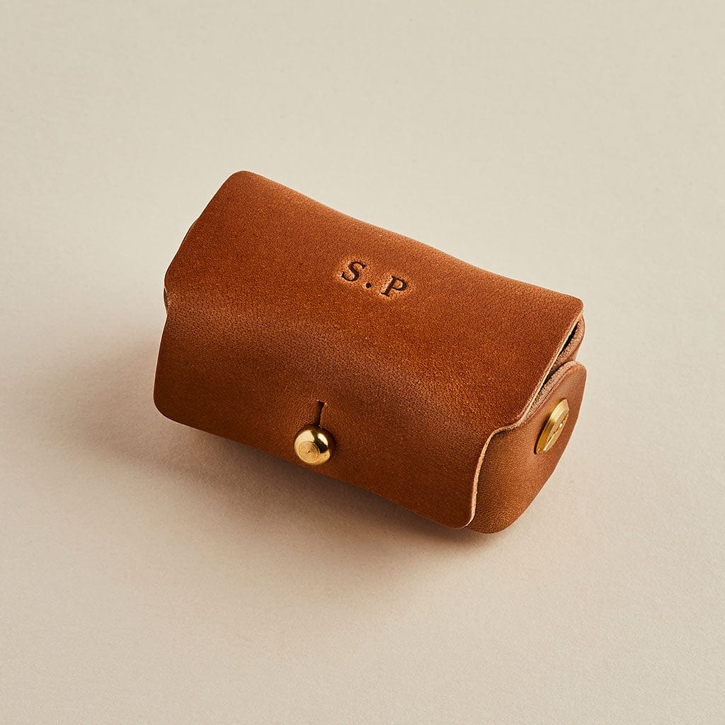 Personalised Leather Cufflink Pouch Man & Bear