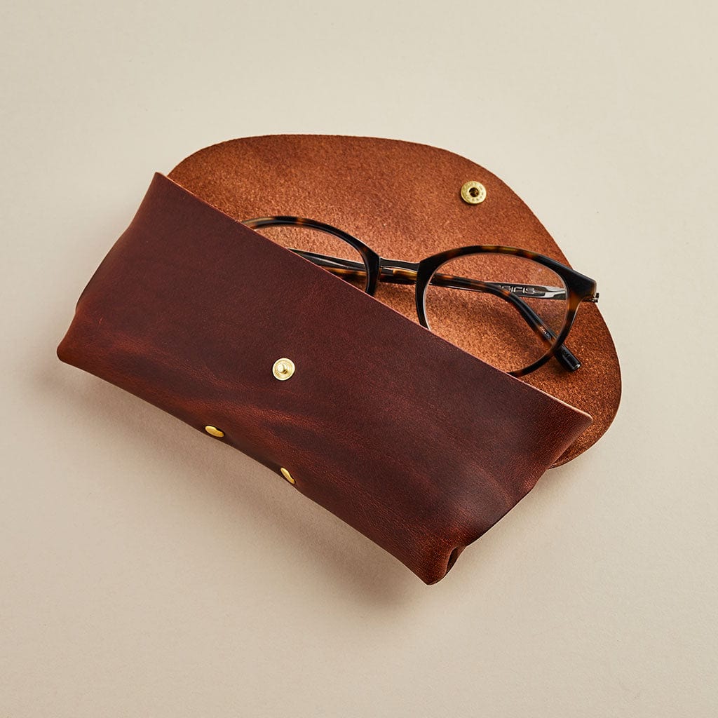 Personalised Leather Glasses Case Man & Bear
