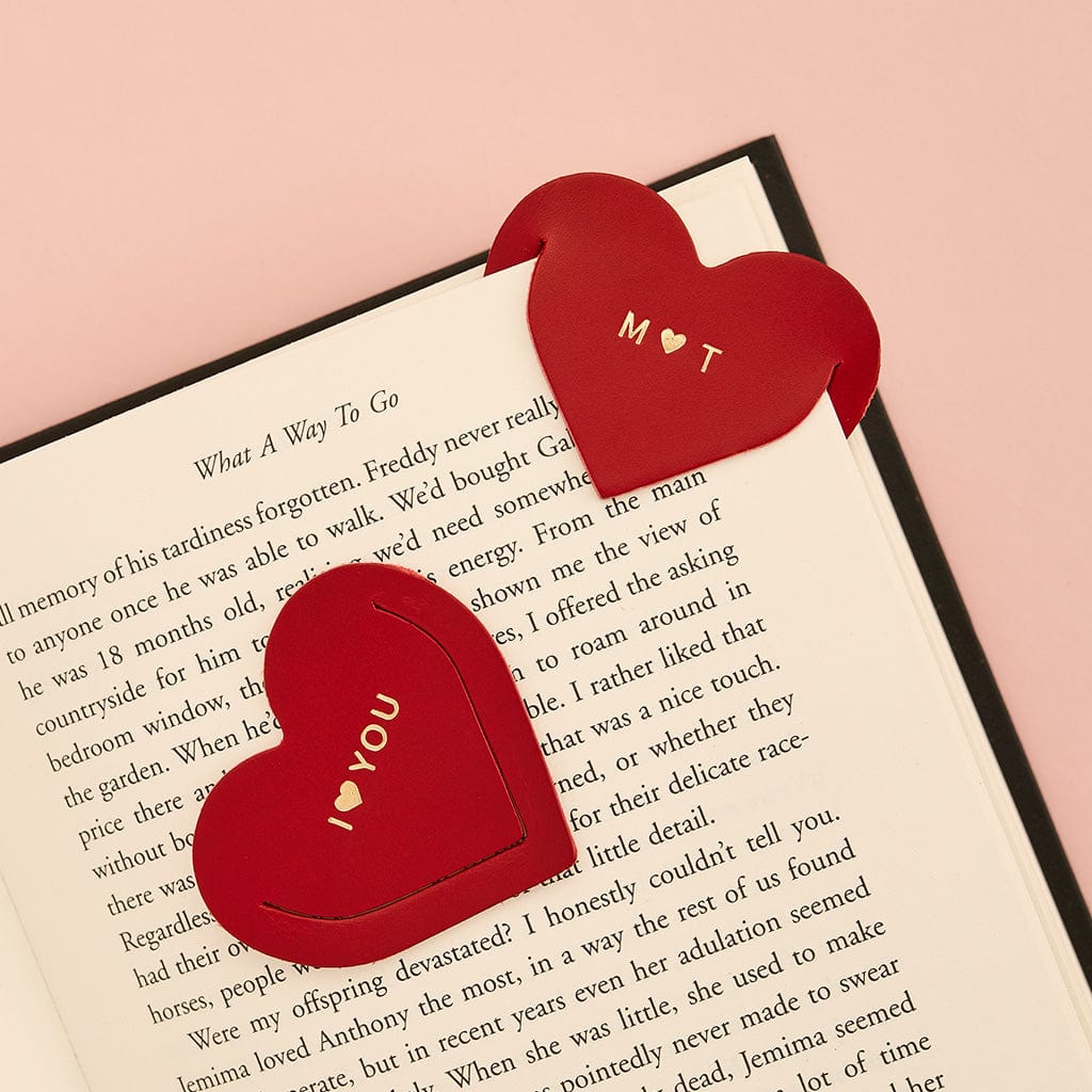 Personalised Leather Heart Bookmark SBRI