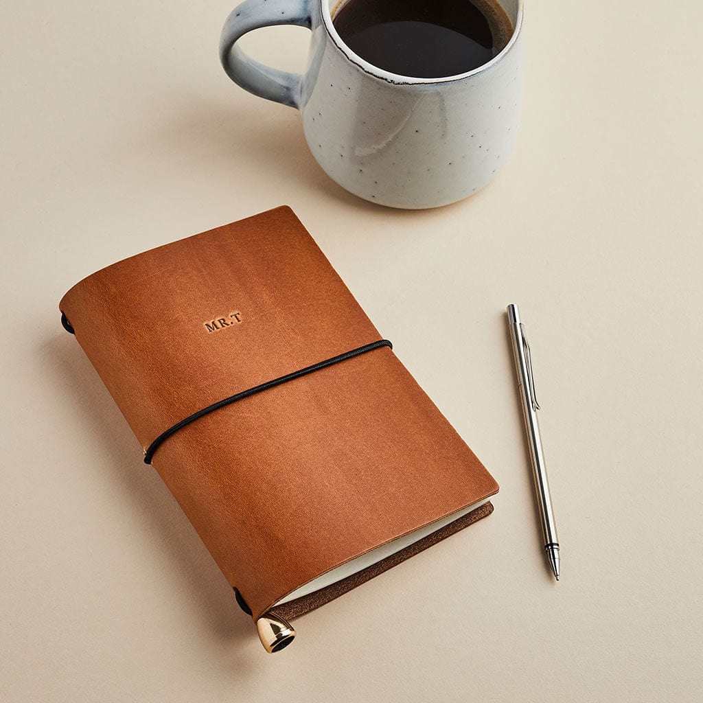 Personalised Leather Travel Journal Man & Bear