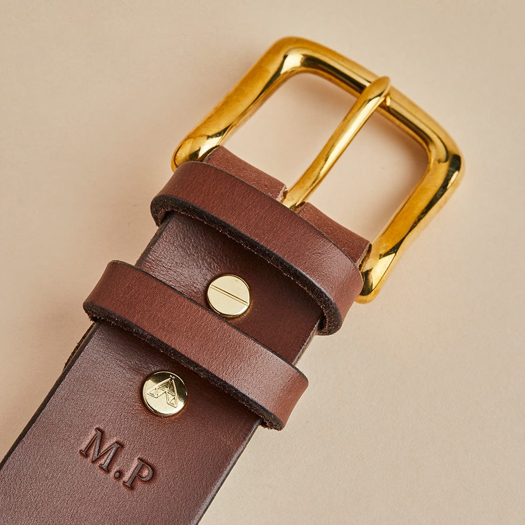 Personalised Men's Leather Belt Man & Bear