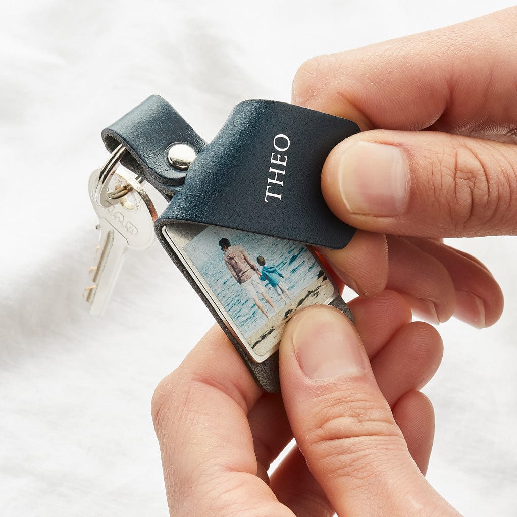 Personalised Metal Photo Keyring With Leather Case CGL