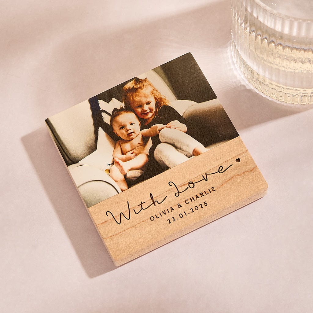 Personalised Wooden Photo Coaster With Love CGL