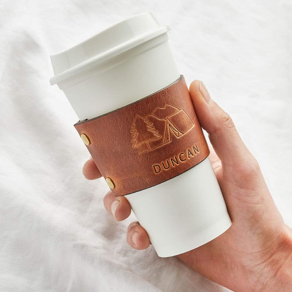 Ceramic Reusable Coffee Cup With Leather Sleeve - MASU